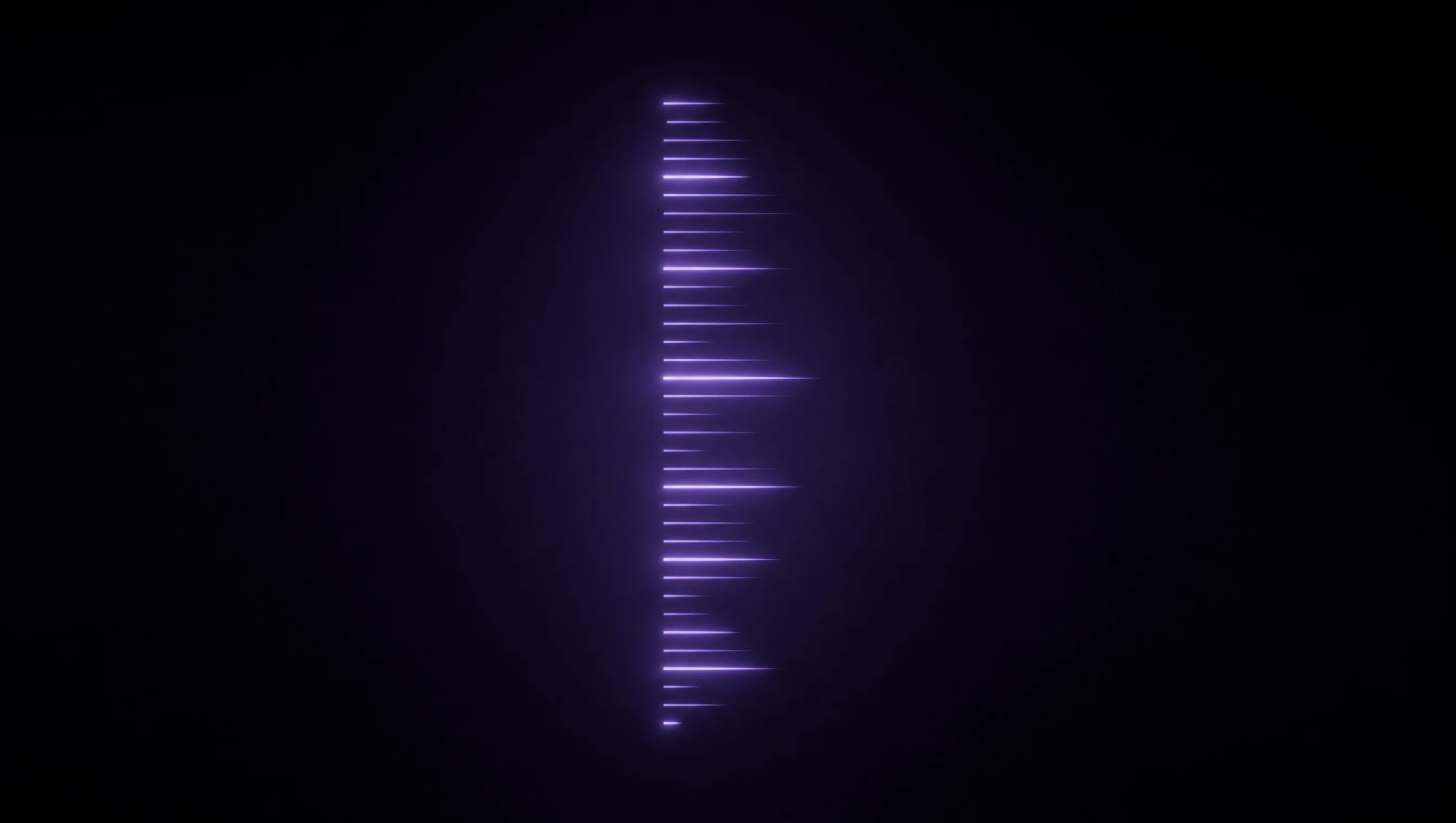 A vertical column of luminous violet bars on deep black, like a meditation aid or quiet diagnostic display showing internal state.